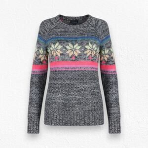 American Eagle Gray Multicolor Fair Isle Wool Blend Crewneck Sweater Size XS